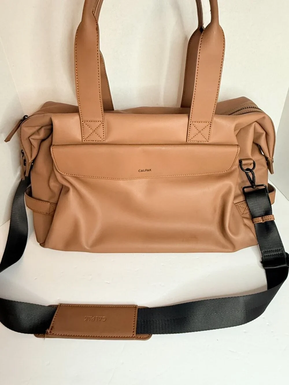 CALPAK Tan Brown Travel Duffel Weekender Carryon Overnight- Some Peeling